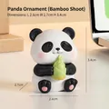 Cute panda figurine holding a bamboo shoot for home decor, size 2.6x2.7x3.4cm - Panda Desktop Figurine [Bamboo Shoot]