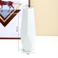 Minimalist white matte ceramic vase with geometric design and size specifications - Shiling (24cm)