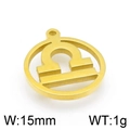 Golden stainless steel Libra zodiac pendant for DIY jewelry making 15mm 1g - Gold Libra