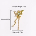 Asymmetric butterfly earring with blue gemstones, zircon tassels and pearl details - Gold Blue Marquise Zircon Tassel Butterfly Style
