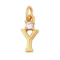 Gold plated copper letter Y pendant featuring a sparkling micro-set cubic zirconia accent - Single Stone Letter Y
