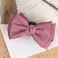 Elegant multi-layered dusty rose satin bow hair claw clip for a sophisticated look - Satin Double Sided Bow Claw Clip / Pink
