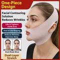 Pink high-elastic V-line face lifting strap for facial firming and jawline contouring - Nylon High Elastic Fabric / V-Face Mask / Light Pink Solid Color