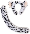 Faux fur leopard print cosplay set including cat ear headband and plush long tail - White Leopard 2-Piece Set (Headband + Tail)