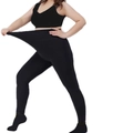 Leggings negros de talla grande con cintura alta y gran elasticidad para mujeres - Pie Completo / Negro