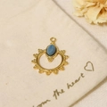 Bohemian gold stainless steel pendant with oval blue stone on natural linen bag - Pendant Only (Without Chain)-Boho Ring Blue (SAC23061920)