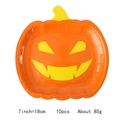 Detailed view of 7-inch pumpkin face paper plates set of 10 for Halloween party table décor - 7 Inch Pumpkin Smile Face Paper Plate