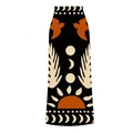 Ethnic bohemian high waist skirt with sun moon pattern and orange bird print - One Size / Skirt Only (Sarong Wrap)