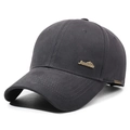 Casquette de baseball classique gris anthracite en coton avec logo en métal et étiquette - Réglable / Gris