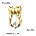 Spilla a forma di dente dorato vintage con zircone e dimensioni esatte dell'articolo - Oro