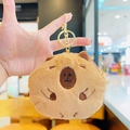 Plush brown capybara coin purse keychain with golden hardware and soft faux fur - Plush Capybara Coin Purse