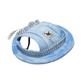 Light blue denim sun hat for cats and dogs with a polka dot bow and ear holes - Light Blue Zircon