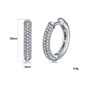Minimalist S925 sterling silver hoop earrings with pave cubic zirconia, 18mm diameter - Full Zirconia Hoop SE19 / Silver