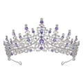 Detail of silver crown with purple teardrop gemstones and sparkling rhinestones - Silver/Purple/White