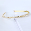 Handmade gold crystal crown headband featuring natural white crushed stone accents - Single Row / White Moonstone-Single Row