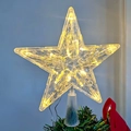 Transparent LED Christmas tree topper star with warm white light and conical base - 15CM/10 LEDs/OPP Bag / Warm White