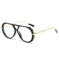 Classic black and gold pilot sunglasses with retro double bridge and metal temples - Black Frame