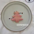 Pink tweed Christmas tree ornament with gold thread detail, size 9cm by 8cm - Christmas Tree A-03 (Pink Gold)