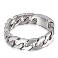 Bracciale da uomo a catena cubana in acciaio inossidabile lucido colore argento - Argento lucido