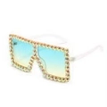 Gafas de sol cuadradas oversize con montura transparente, pedrería y cristales degradados - Marco Blanco Mate Arcoíris Amarillo Verde