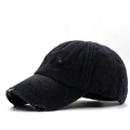 Distressed black washed denim baseball cap with New York embroidery and vintage ripped details - Adjustable / Washed Black - Classic Distressed Style