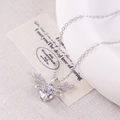 Silver antler pendant necklace with shiny zircon on elegant white ceramic plate - XL1956 White Zircon Wings Deer Horn Silver