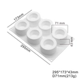 White 6-cavity round silicone mold for mousse cakes and handmade soaps, 295x173x43mm size - 6-Cavity Candle Mold MCM-78