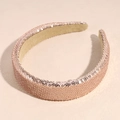 Detailaufnahme des glitzernden Haarreifs mit roségoldenen Pailletten und Innenfutter - Roségold