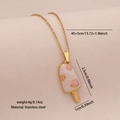 Gouden roestvrijstalen ketting met wit ijsje als hanger en roze hartjes decoratie - 3# Roze Ijsje