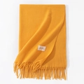 Solid dark yellow cashmere-like scarf with fringe and minimalist brand label - 70*200cm / Ginkgo Yellow