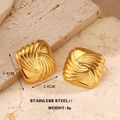 Golden square stainless steel stud earrings 2.4cm minimalist geometric jewelry for women - Gold Square Style (1617)