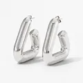 Polished silver geometric triangle earrings with hollow thick hoop design for women - Silver Geometric Triangle Style (PDE1842)