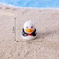 Miniature white resin duck in black tuxedo and red bowtie, size 2.3cm by 1.9cm - Tuxedo Duck