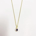 Minimalist 14K gold plated necklace featuring a 5mm round purple zircon gemstone pendant - Purple (February)