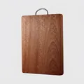 Solid ebony wood cutting board with natural grain and metal handle in dark brown - 26*18*2.5cm【Fruit Board】