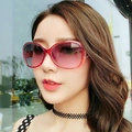 Women's oversized round polarized sunglasses in red with pink gradient lenses - Double Ring Red