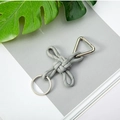 Gray braided nylon keychain with silver carabiner and Chinese knot weaving detail - Camo Light Grey