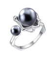 S925 sterling silver ring with black pearls and adjustable open flower design - Adjustable Open / Gray Double Pearl Irregular Style (J1779)