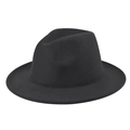 Top view of a classic black wool felt fedora hat featuring a flat brim and indented crown - Adult 56-60cm / Thickened and Hardened / Dark Gray