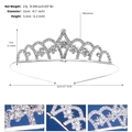 Tiara da principessa in strass argento con dimensioni 12cm diametro e 3,2cm altezza - Stile a Volute Ondulate (TS-J3290S)