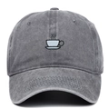 Casquette baseball en coton délavé gris foncé avec broderie tasse à café - Réglable / Gris