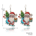 Christmas Santa Claus pattern earrings with colorful prints and symmetric layout - Wooden Santa (E2310-7)
