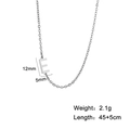 Silver stainless steel chain necklace with letter E pendant and detailed measurements - Letter E