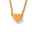 Golden heart pendant necklace with engraved letter J on a 45cm classic link chain - Letter-J