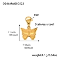 Pendentif papillon doré en acier inoxydable avec fermoir mousqueton 10# pour DIY - Acier inoxydable / Lot de 4 Pendentifs Papillon Dorés (D246)