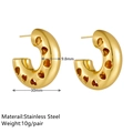 Golden hollow heart pattern C-shape stainless steel earrings with 30mm diameter - Gold Heart Style (F610)