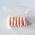 Set of 6 pink round velour powder puffs in a clear plastic storage box for makeup - 6pcs in Box / Nude