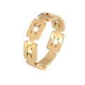 Vintage gold minimalist geometric hollow chain ring with polished finish for men and women - Chain Cutout-Gold