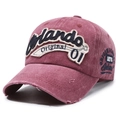 Berretto da baseball vintage bordeaux lavato con ricamo Orlando e dettagli logorati - Regolabile / Rosa Rosso