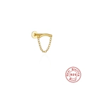 Golden S925 sterling silver piercing stud with elegant dangling tassel chain detail - Single Gold - Single Chain
